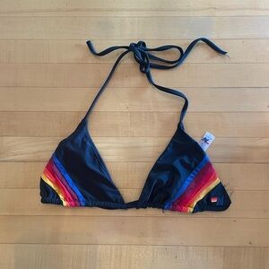 Aviator Nation 5 Stripe triangle bikini top - L - new